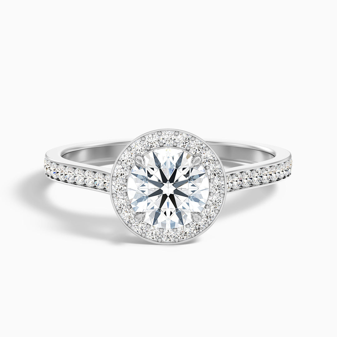 Daisy Round Halo Pave Lab Grown Diamond Ring