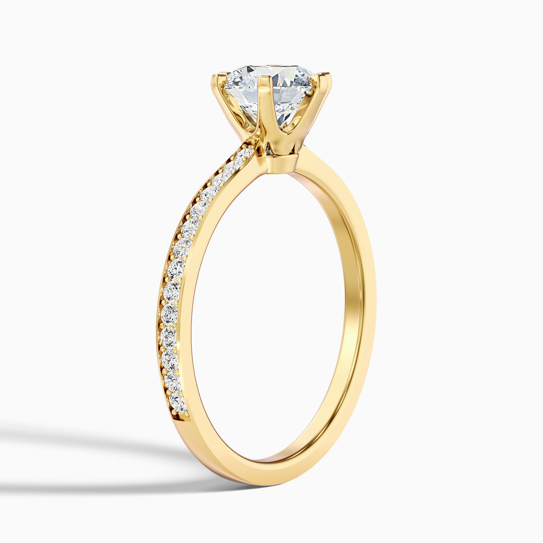 Trinity Round Side Stone Pave Lab Grown Diamond Ring