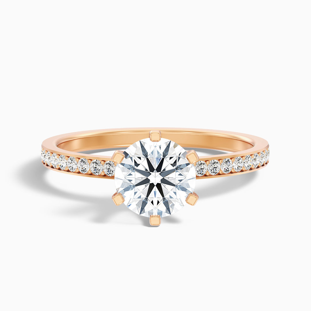 Trinity Round Side Stone Pave Lab Grown Diamond Ring
