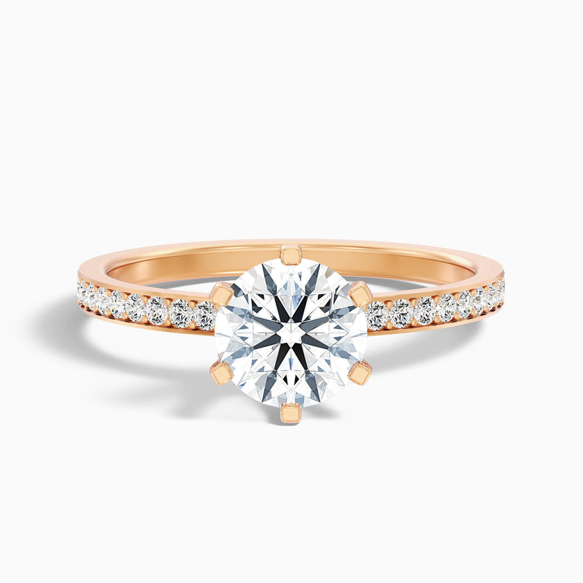 Trinity Round Side Stone Pave Lab Grown Diamond Ring