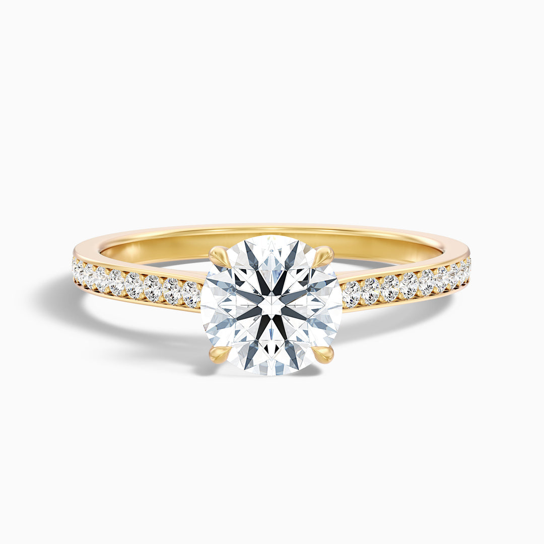 Celtic Round Side Stone Pave Lab Grown Engagement Ring