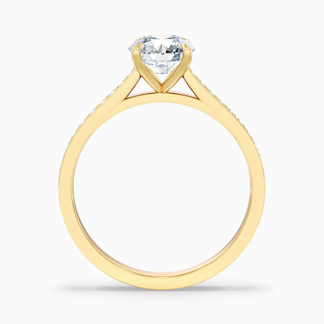 Celtic Round Side Stone Pave Lab Grown Engagement Ring