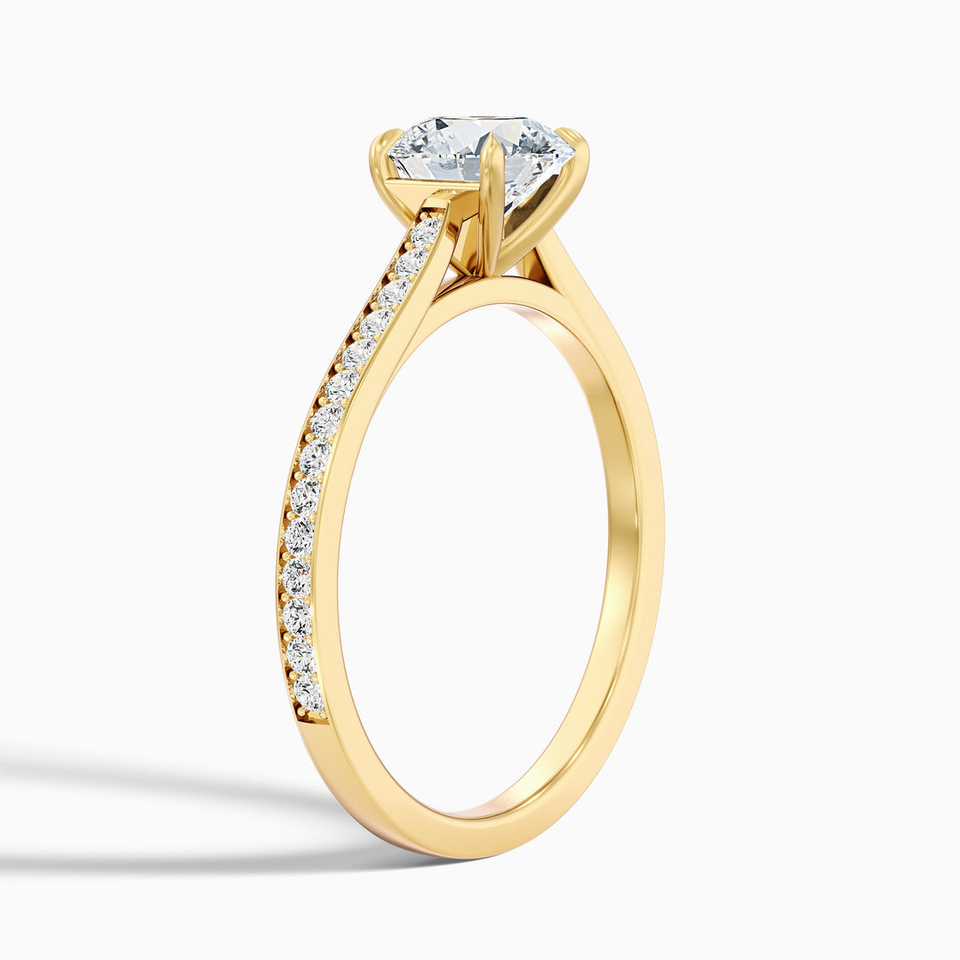 Celtic Round Side Stone Pave Lab Grown Engagement Ring