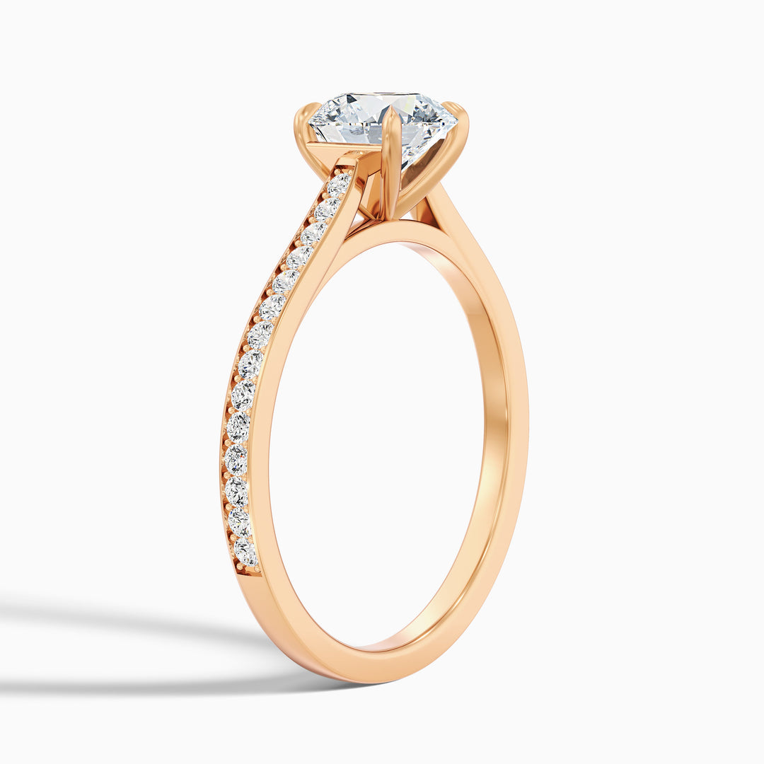 Celtic Round Side Stone Pave Lab Grown Engagement Ring