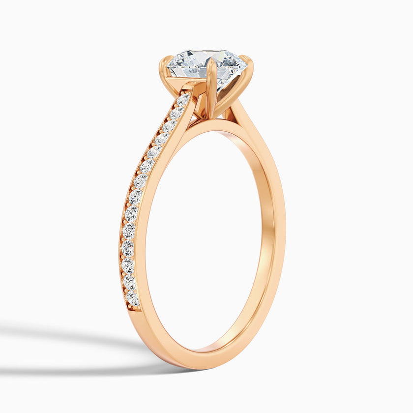 Celtic Round Side Stone Pave Lab Grown Engagement Ring