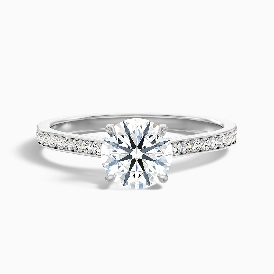 Celtic Round Side Stone Pave Lab Grown Engagement Ring