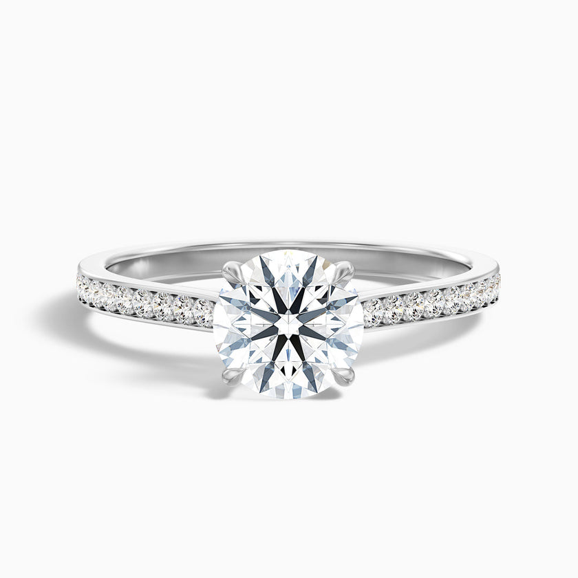Celtic Round Side Stone Pave Lab Grown Engagement Ring
