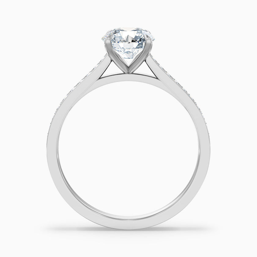 Celtic Round Side Stone Pave Lab Grown Engagement Ring