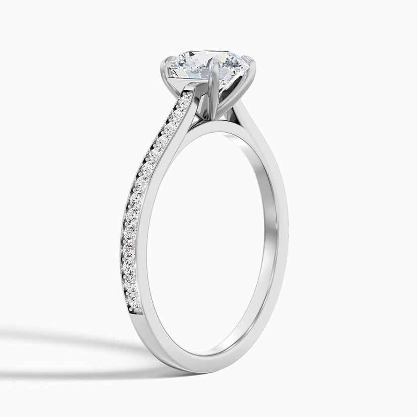 Celtic Round Side Stone Pave Lab Grown Engagement Ring