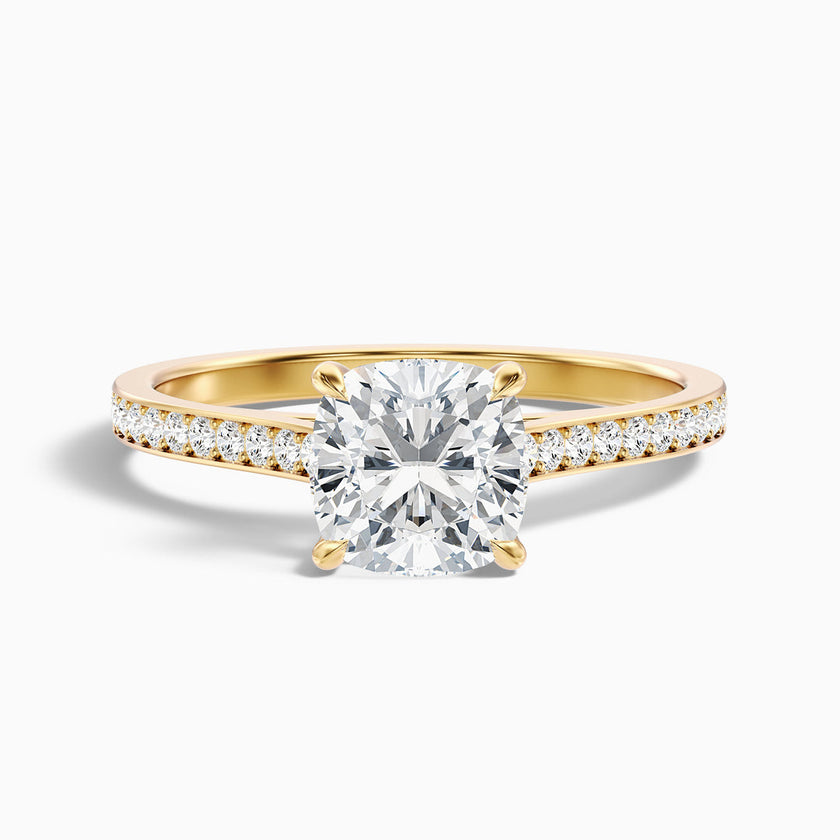Odette Cushion Cut Side Stone Pave Lab Grown Engagement Ring