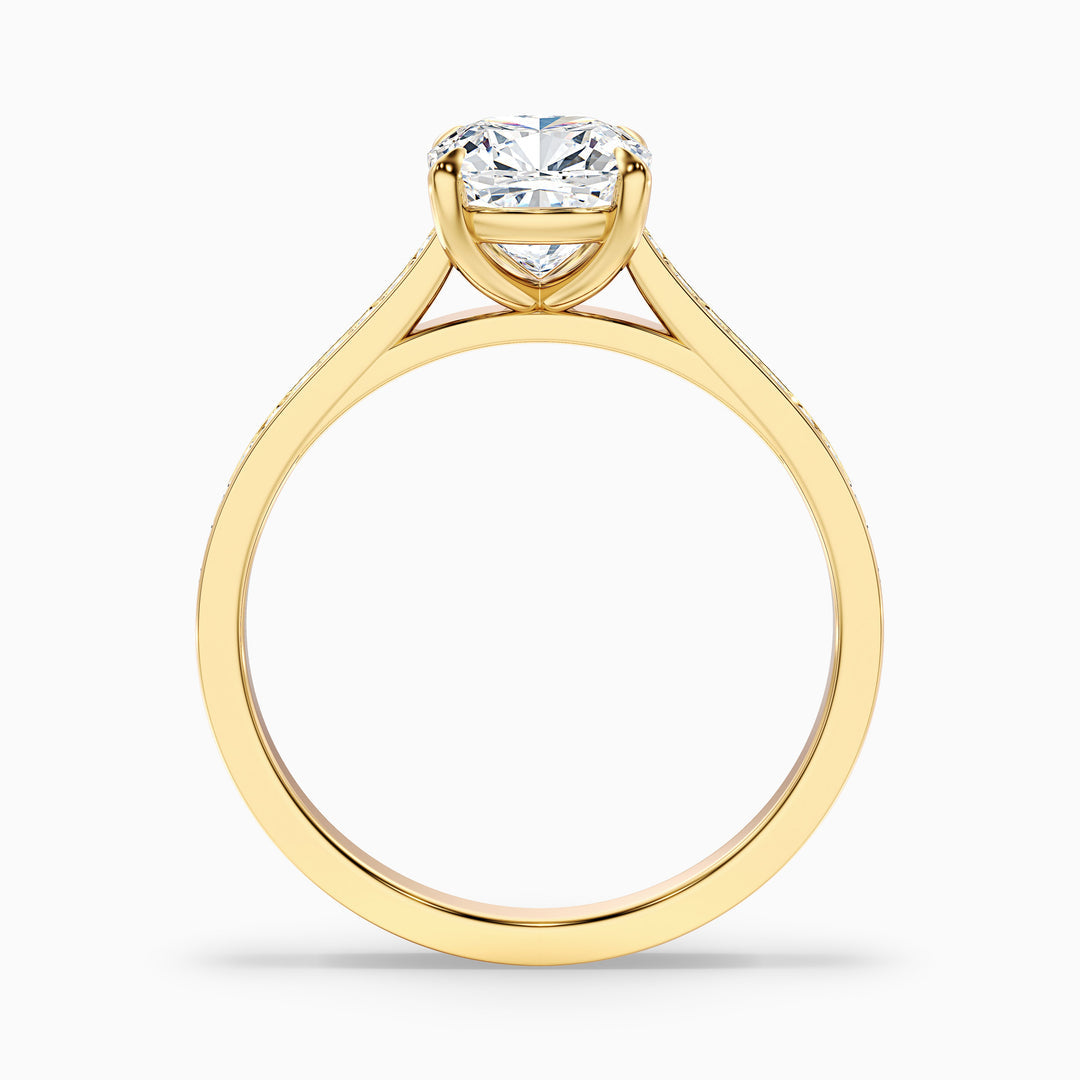 Odette Cushion Cut Side Stone Pave Lab Grown Engagement Ring