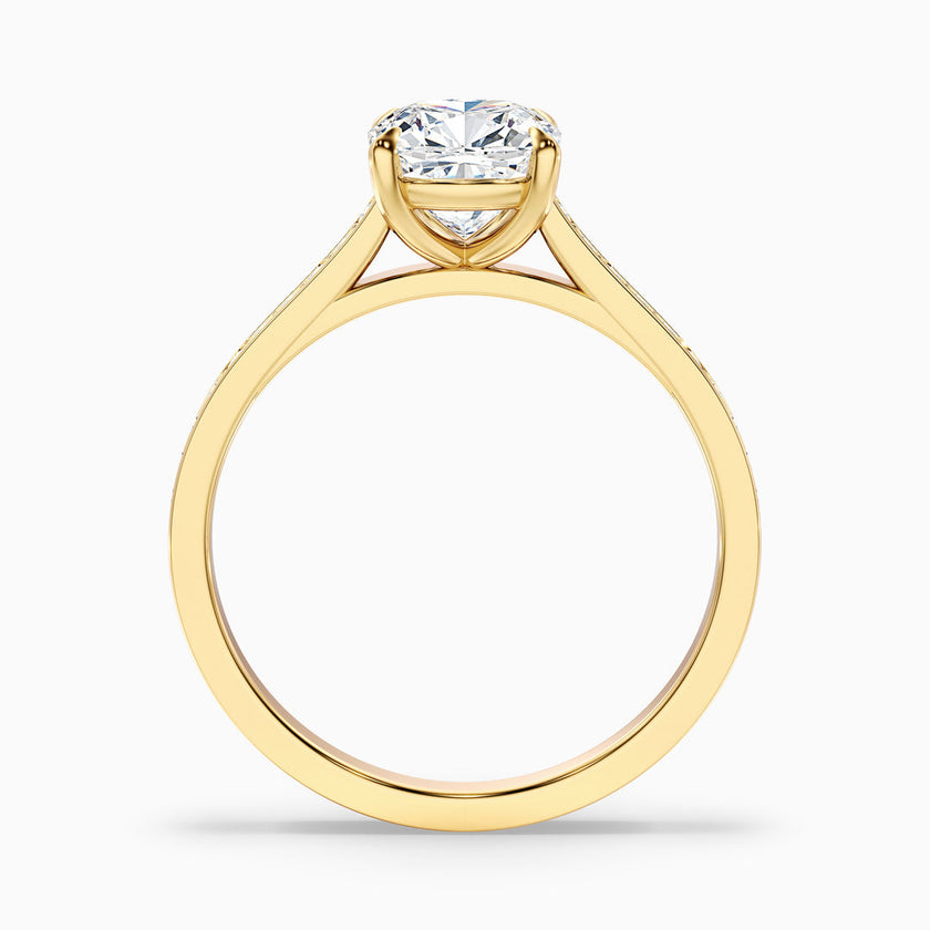 Odette Cushion Cut Side Stone Pave Lab Grown Engagement Ring