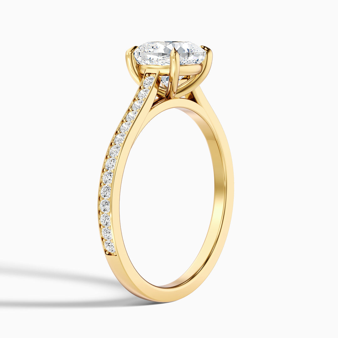 Odette Cushion Cut Side Stone Pave Lab Grown Engagement Ring