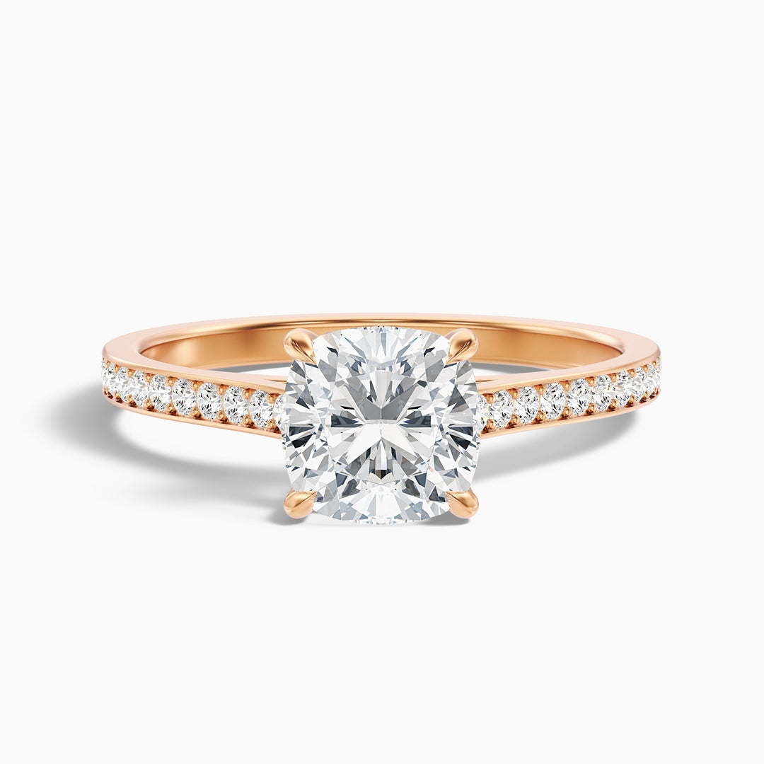 Odette Cushion Cut Side Stone Pave Lab Grown Engagement Ring