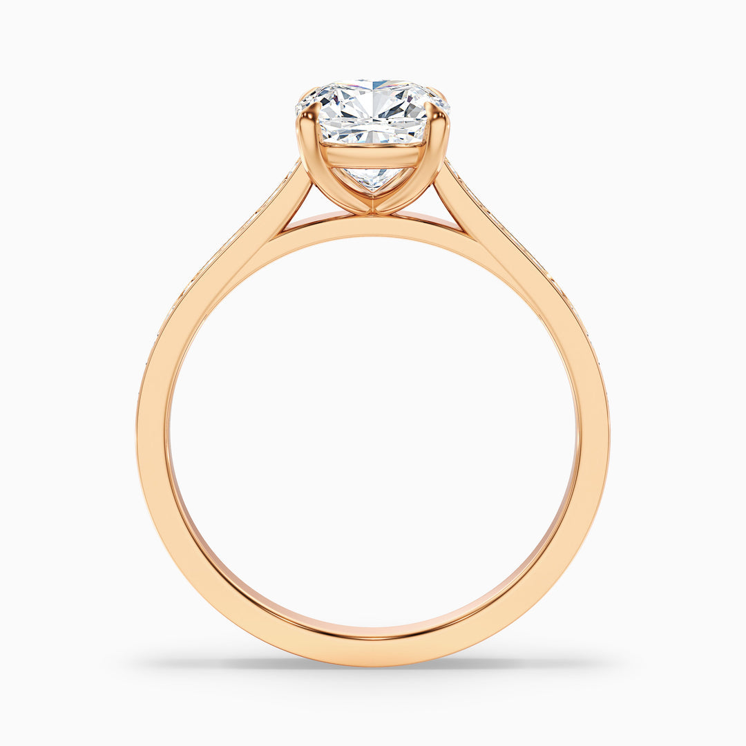 Odette Cushion Cut Side Stone Pave Lab Grown Engagement Ring