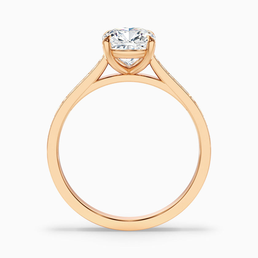 Odette Cushion Cut Side Stone Pave Lab Grown Engagement Ring