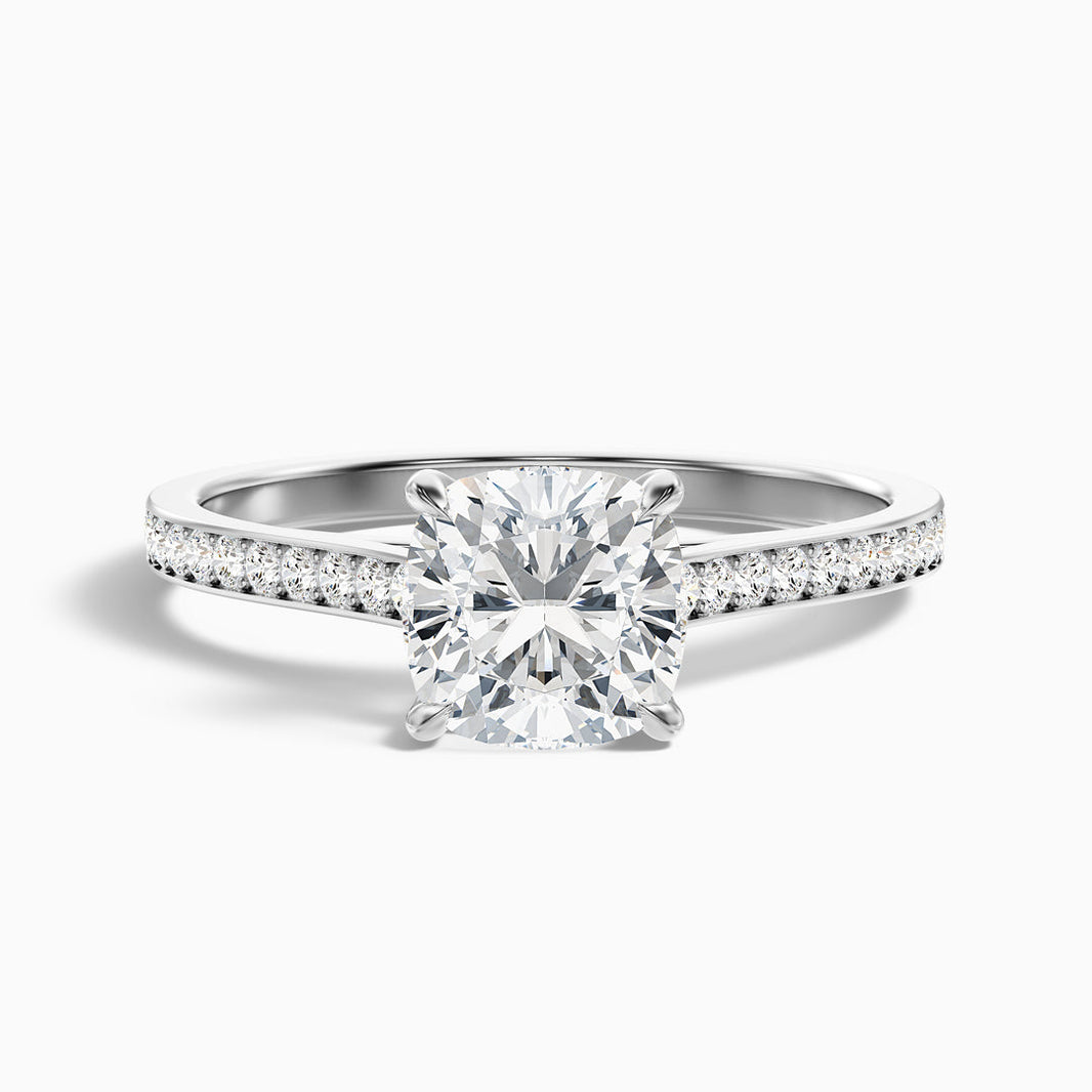 Odette Cushion Cut Side Stone Pave Lab Grown Engagement Ring