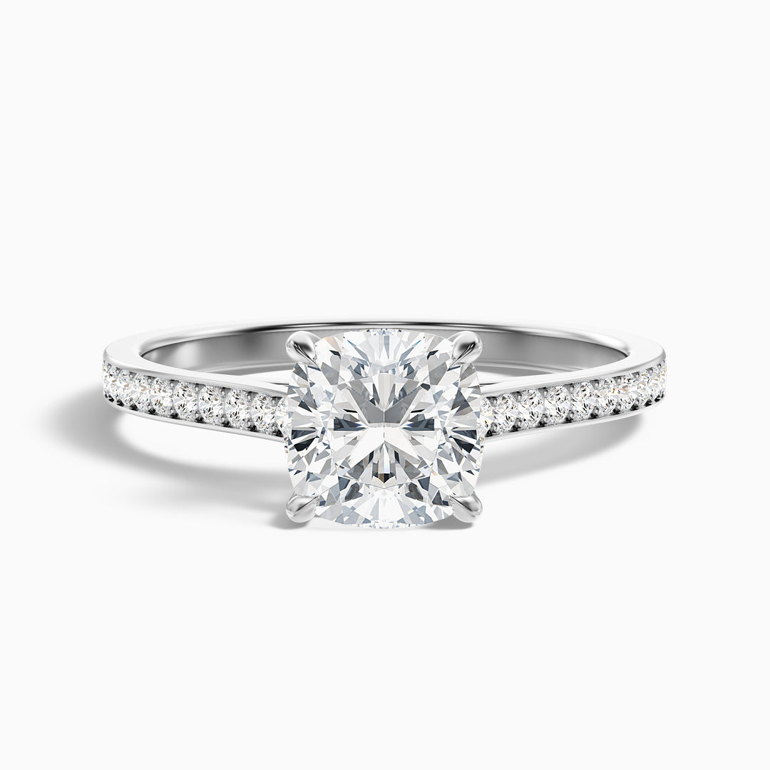 Odette Cushion Cut Side Stone Pave Lab Grown Engagement Ring