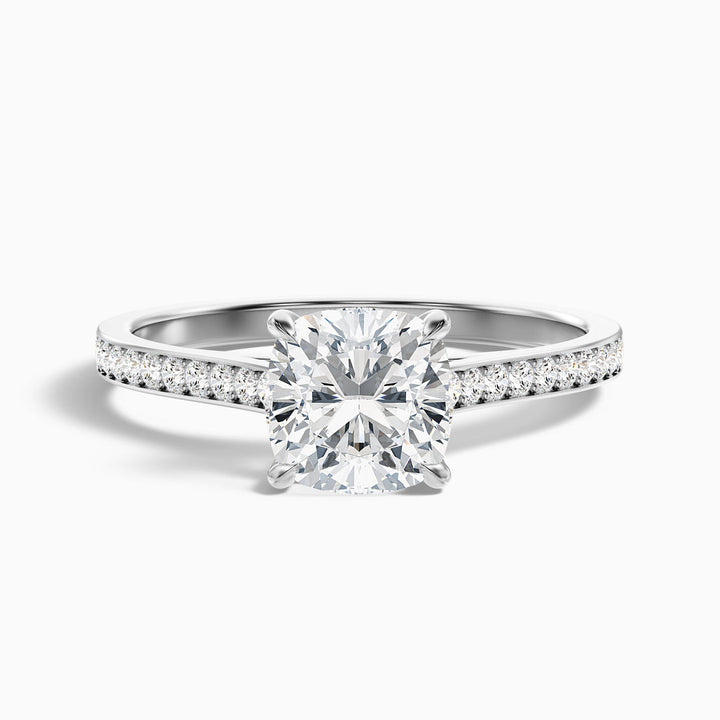 Odette Cushion Cut Side Stone Pave Lab Grown Engagement Ring