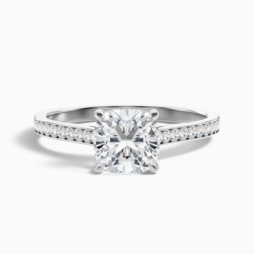 Odette Cushion Cut Side Stone Pave Lab Grown Engagement Ring