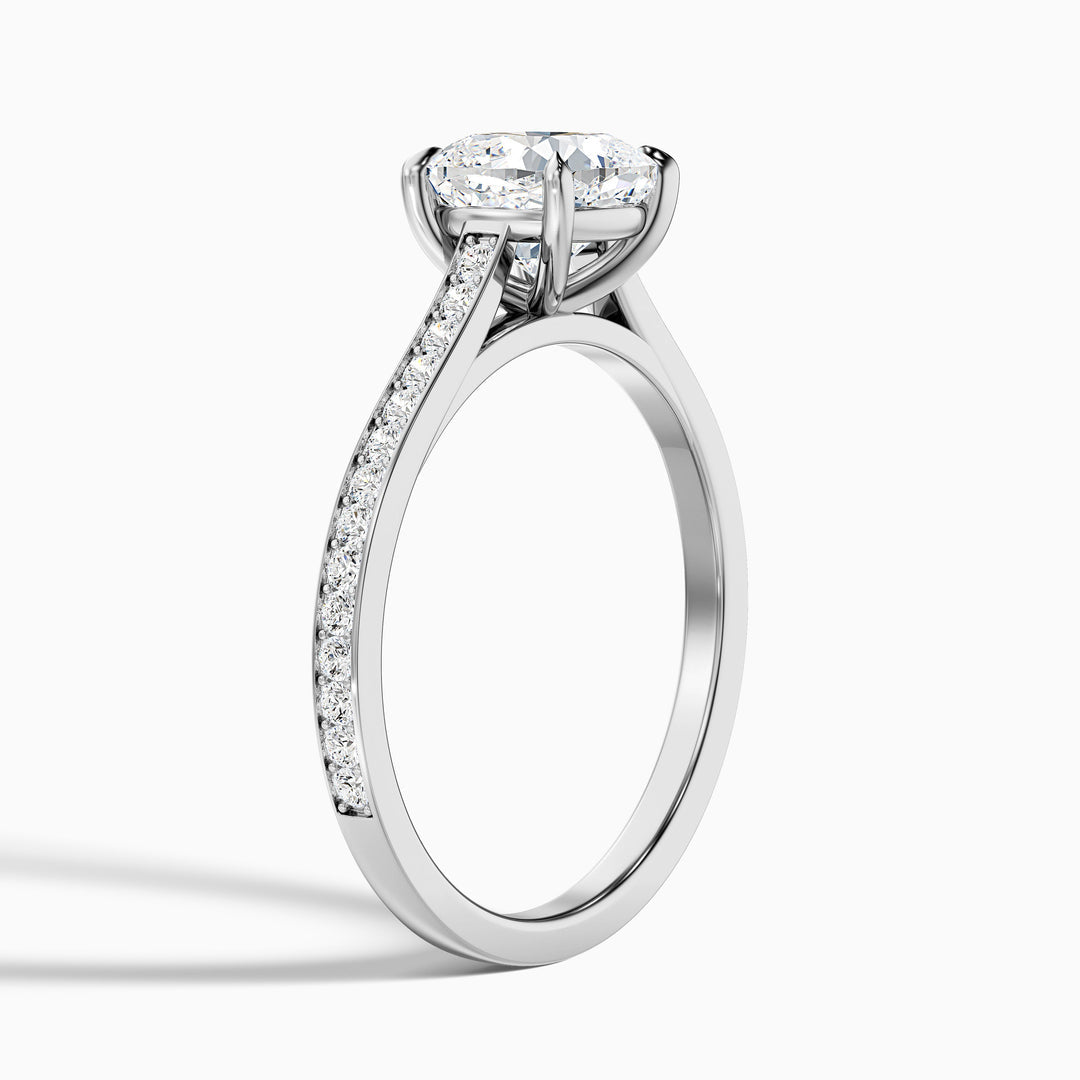 Odette Cushion Cut Side Stone Pave Lab Grown Engagement Ring