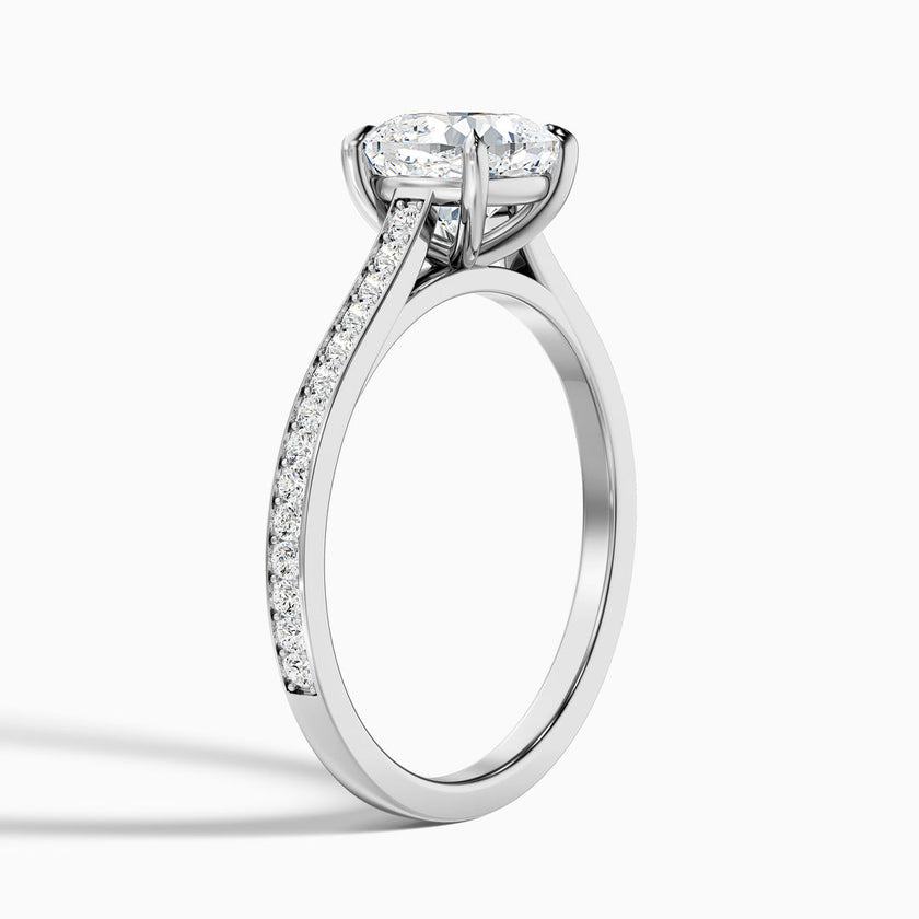 Odette Cushion Cut Side Stone Pave Lab Grown Engagement Ring
