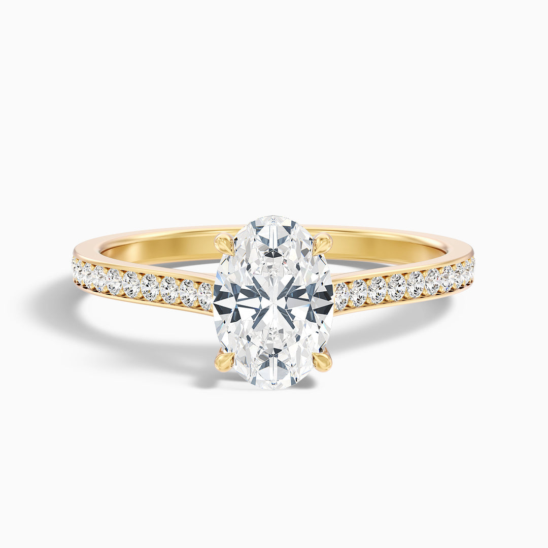 Mithrial Oval Cut Side Stone Pave Lab Grown Engagement Ring
