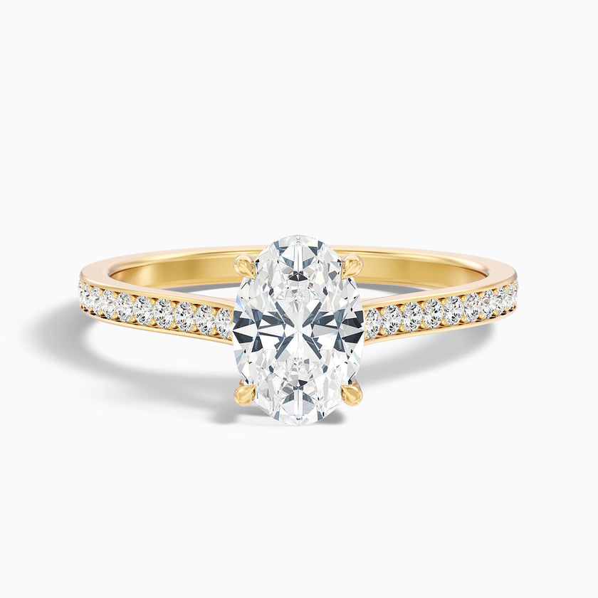 Mithrial Oval Cut Side Stone Pave Lab Grown Engagement Ring