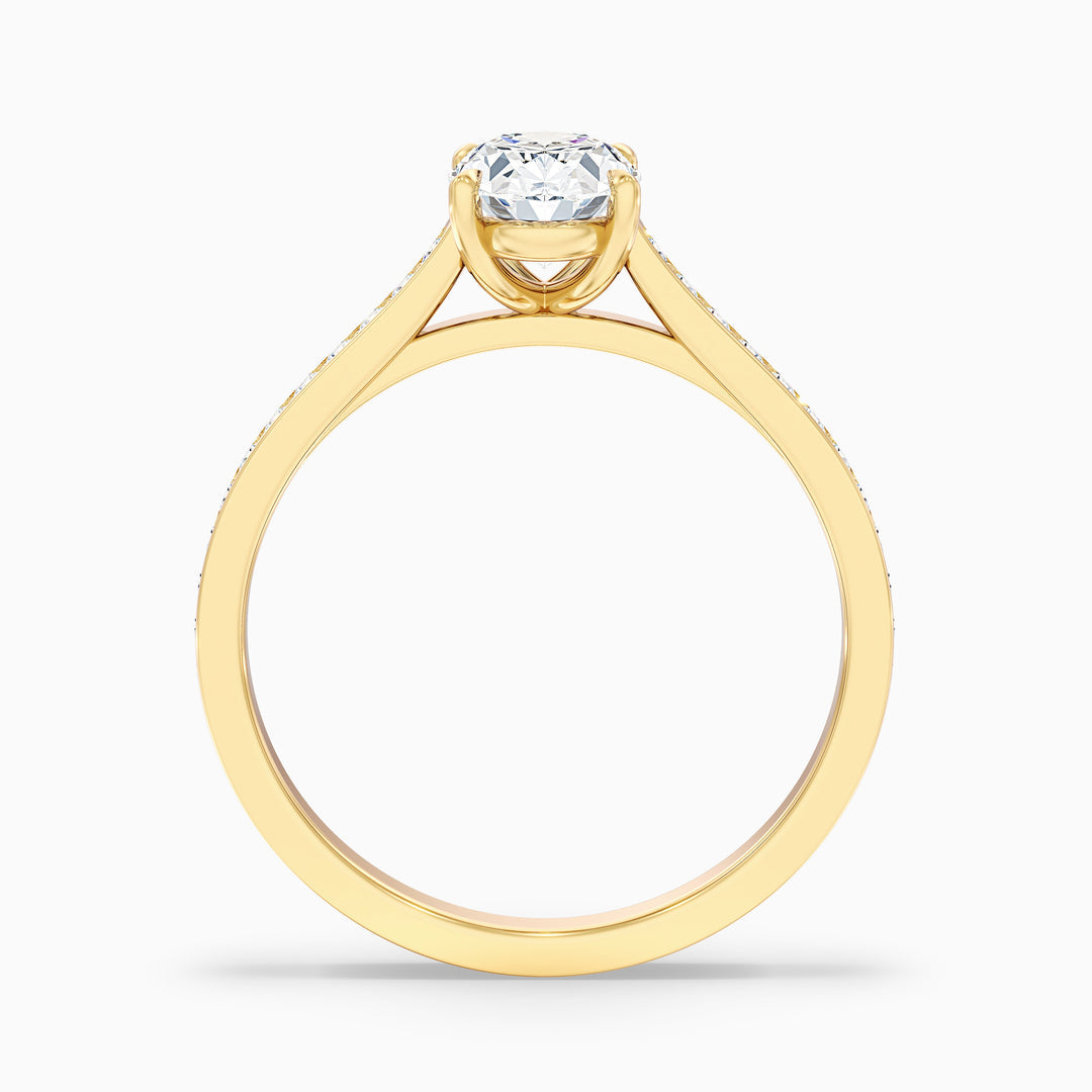 Mithrial Oval Cut Side Stone Pave Lab Grown Engagement Ring