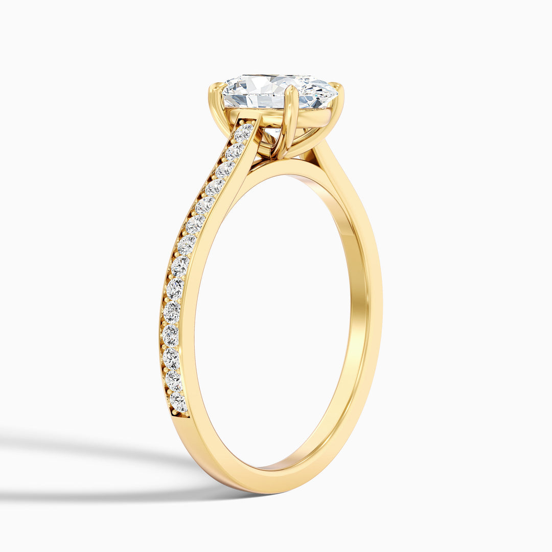 Mithrial Oval Cut Side Stone Pave Lab Grown Engagement Ring