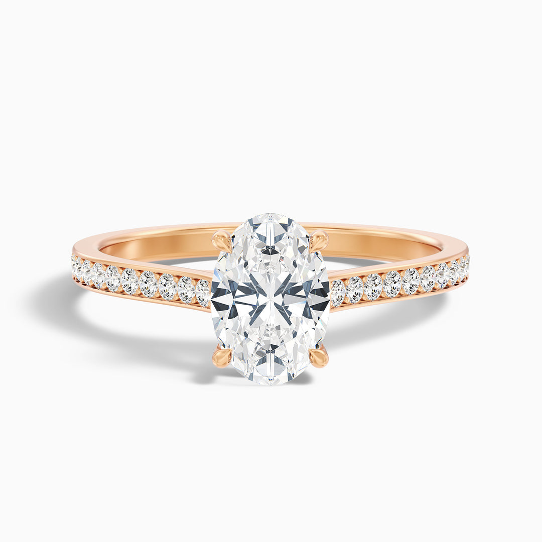 Mithrial Oval Cut Side Stone Pave Lab Grown Engagement Ring