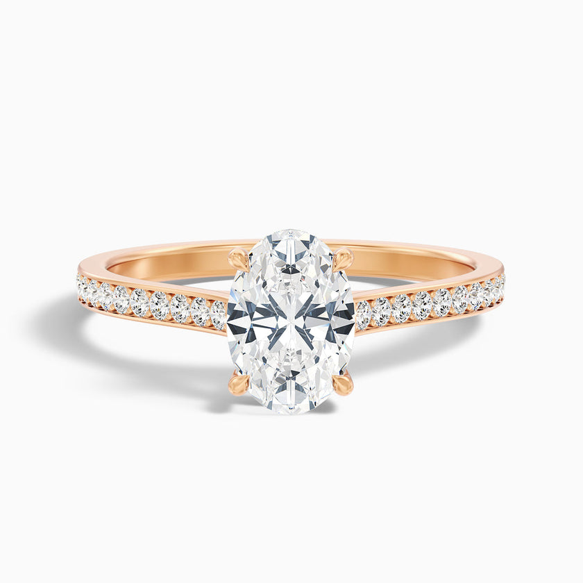 Mithrial Oval Cut Side Stone Pave Lab Grown Engagement Ring