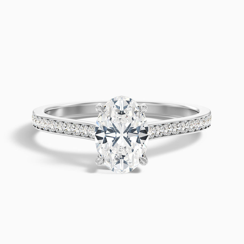 Mithrial Oval Cut Side Stone Pave Lab Grown Engagement Ring