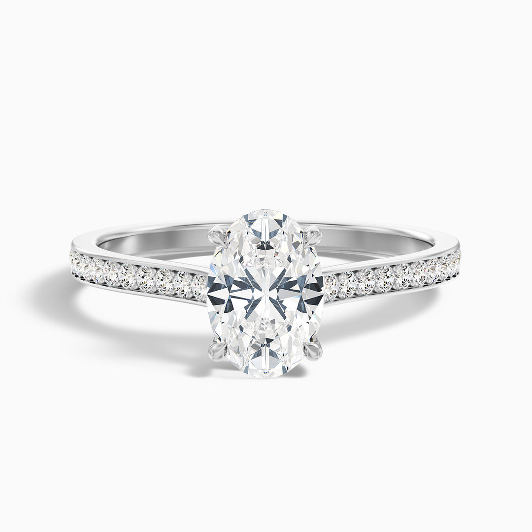 Mithrial Oval Cut Side Stone Pave Lab Grown Engagement Ring