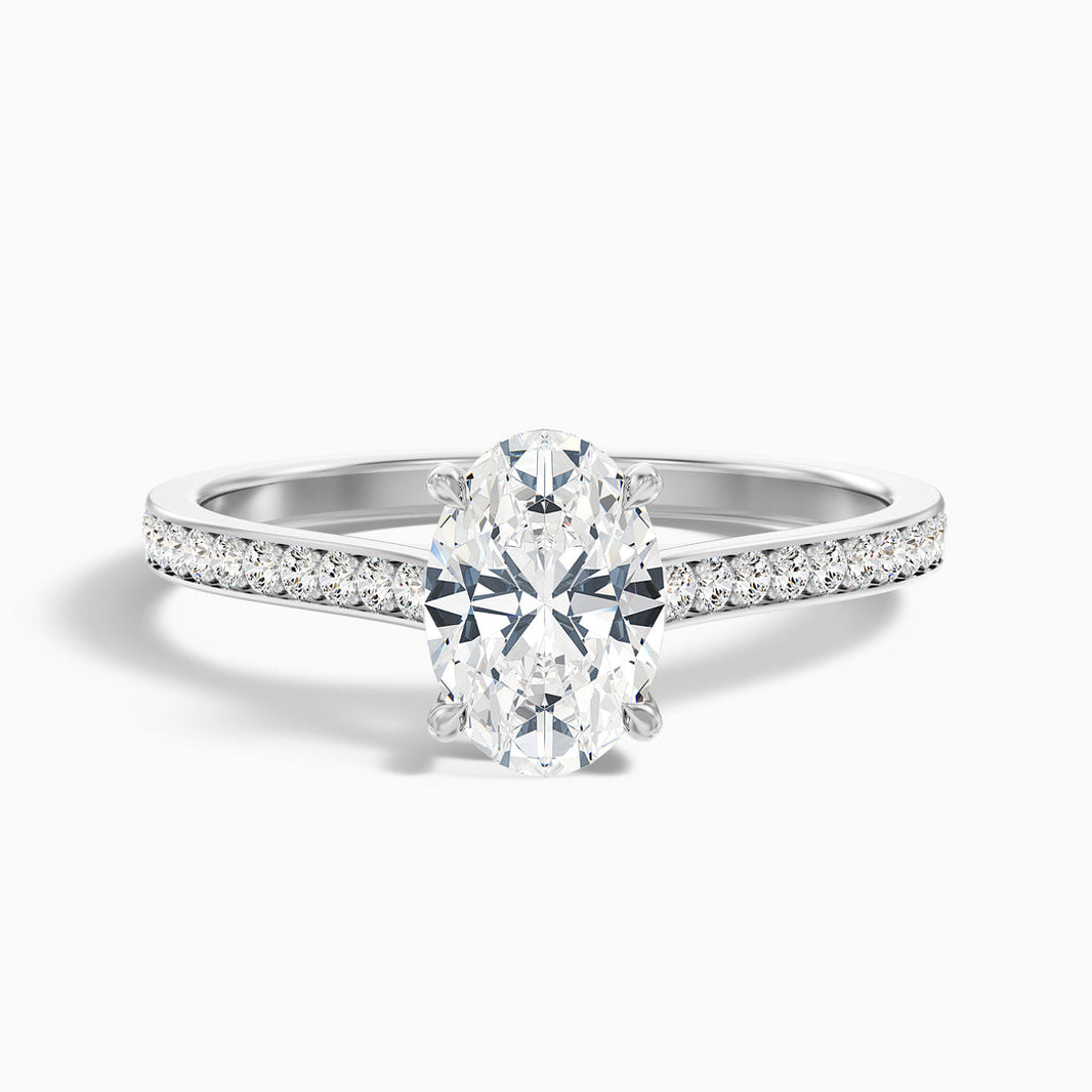 Mithrial Oval Cut Side Stone Pave Lab Grown Engagement Ring