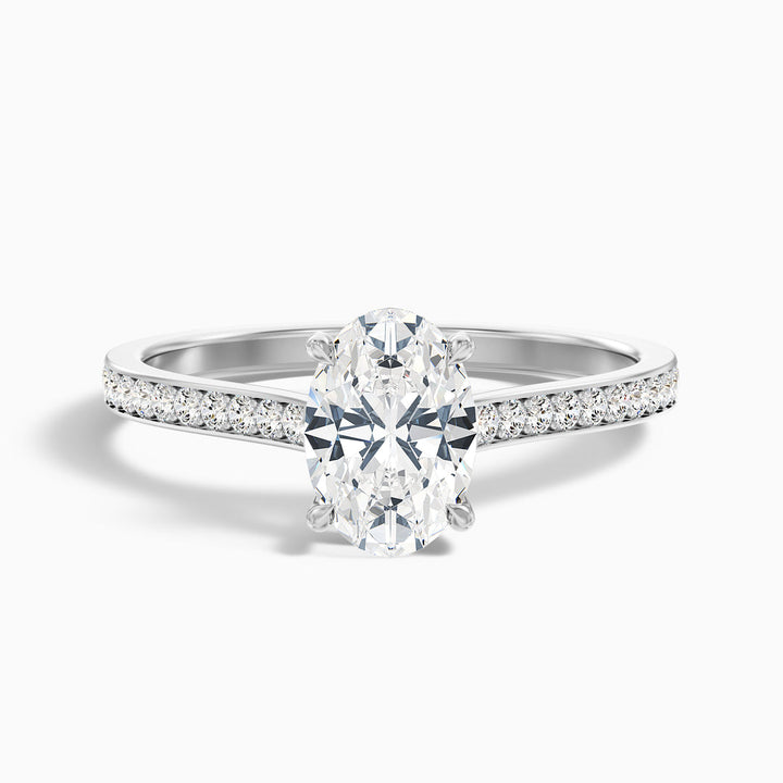 Mithrial Oval Cut Side Stone Pave Lab Grown Engagement Ring