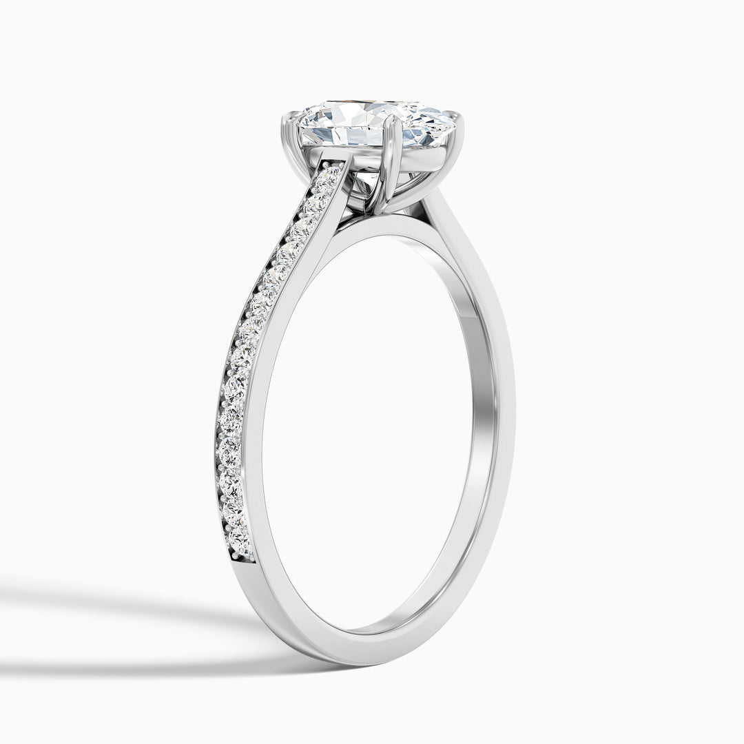 Mithrial Oval Cut Side Stone Pave Lab Grown Engagement Ring