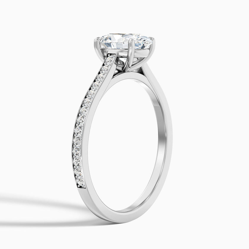 Mithrial Oval Cut Side Stone Pave Lab Grown Engagement Ring