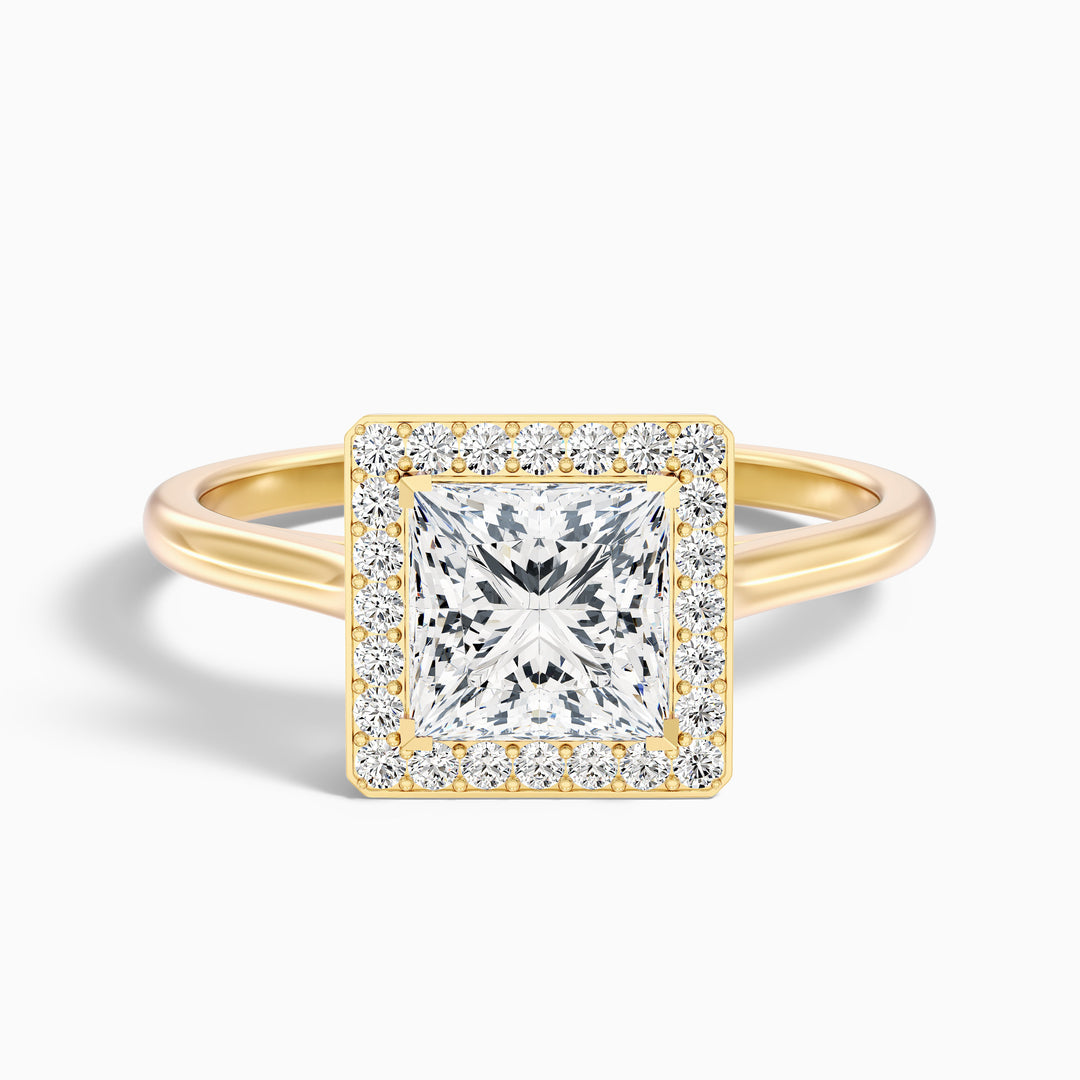 Leela Princess Cut Halo Pave Lab Grown Engagement Ring