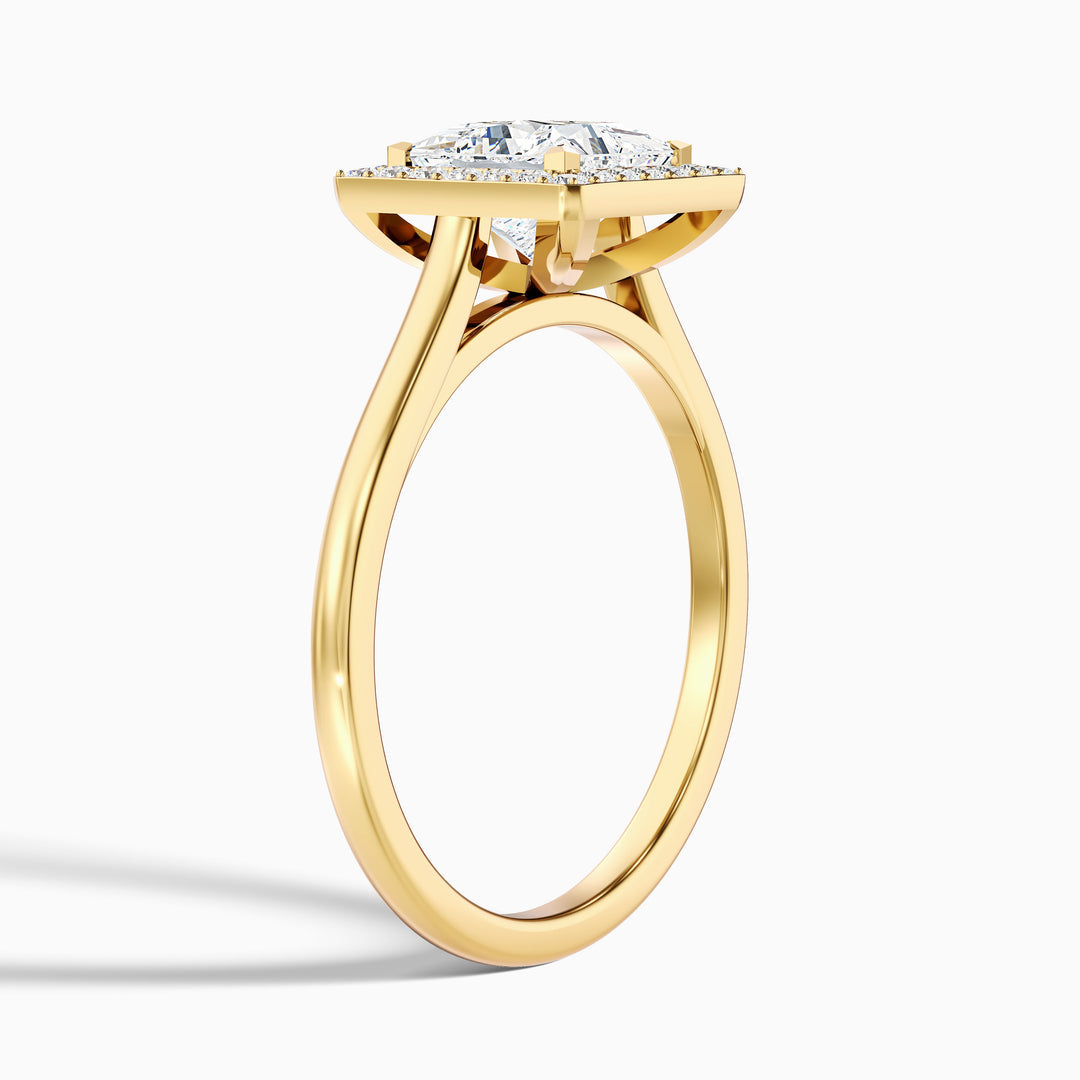 Leela Princess Cut Halo Pave Lab Grown Engagement Ring