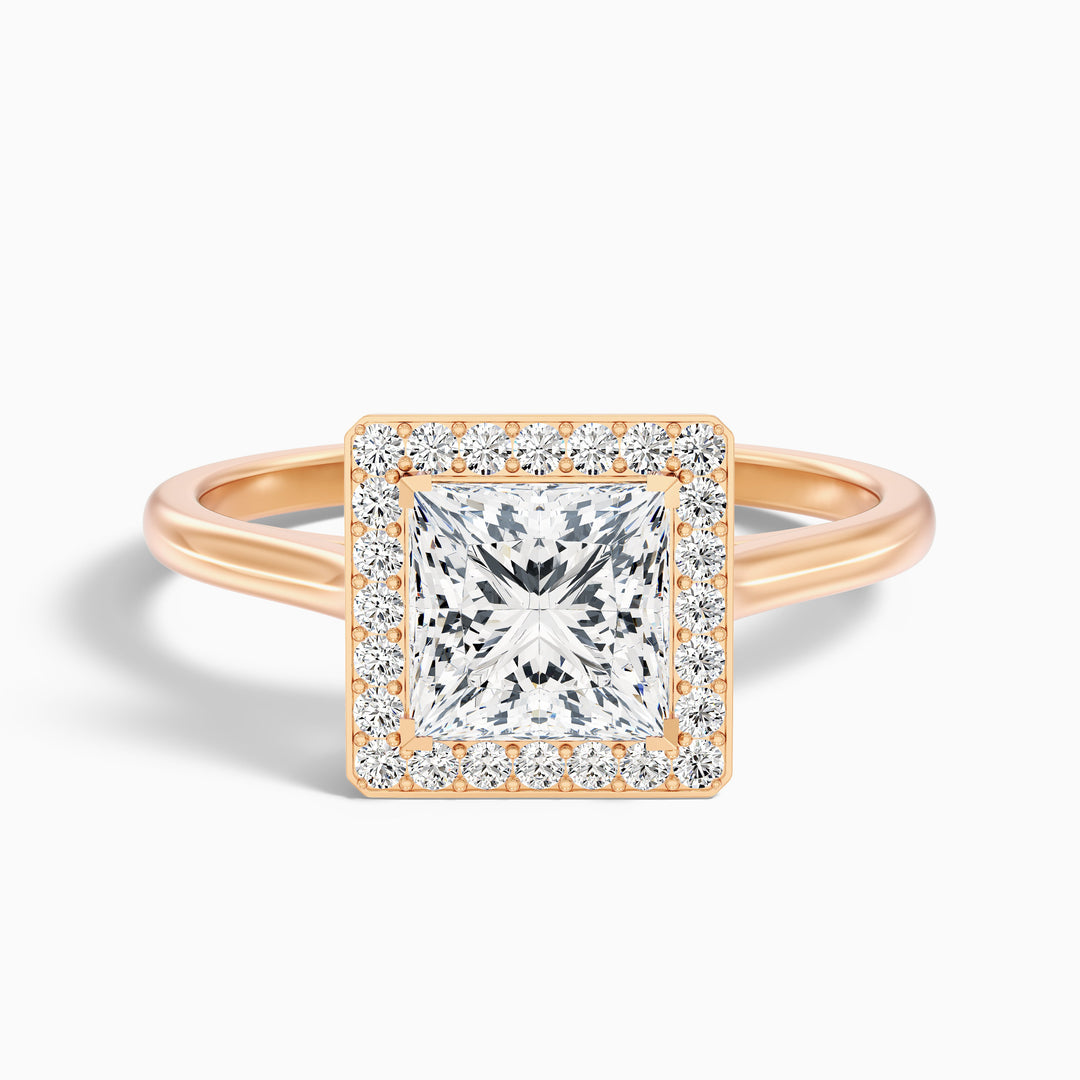 Leela Princess Cut Halo Pave Lab Grown Engagement Ring