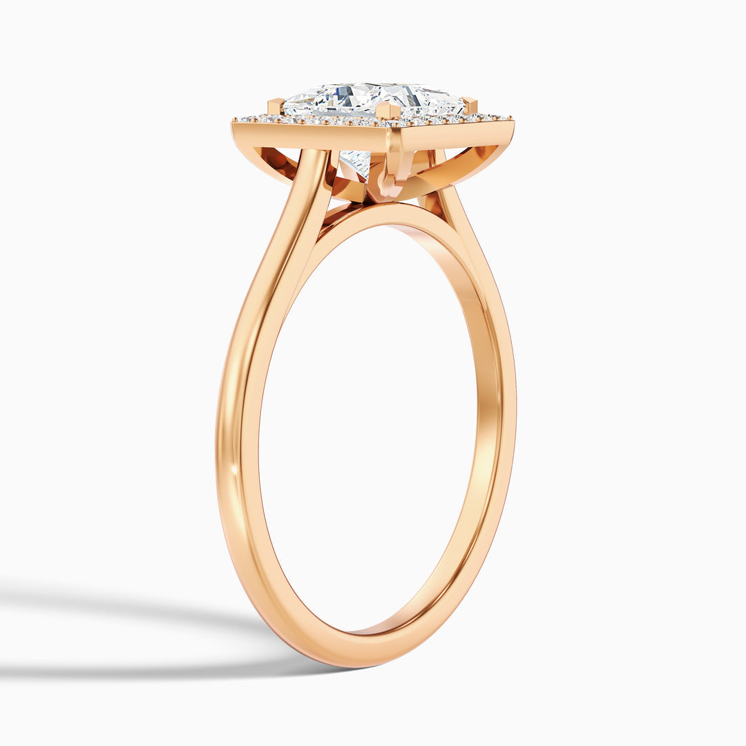 Leela Princess Cut Halo Pave Lab Grown Engagement Ring