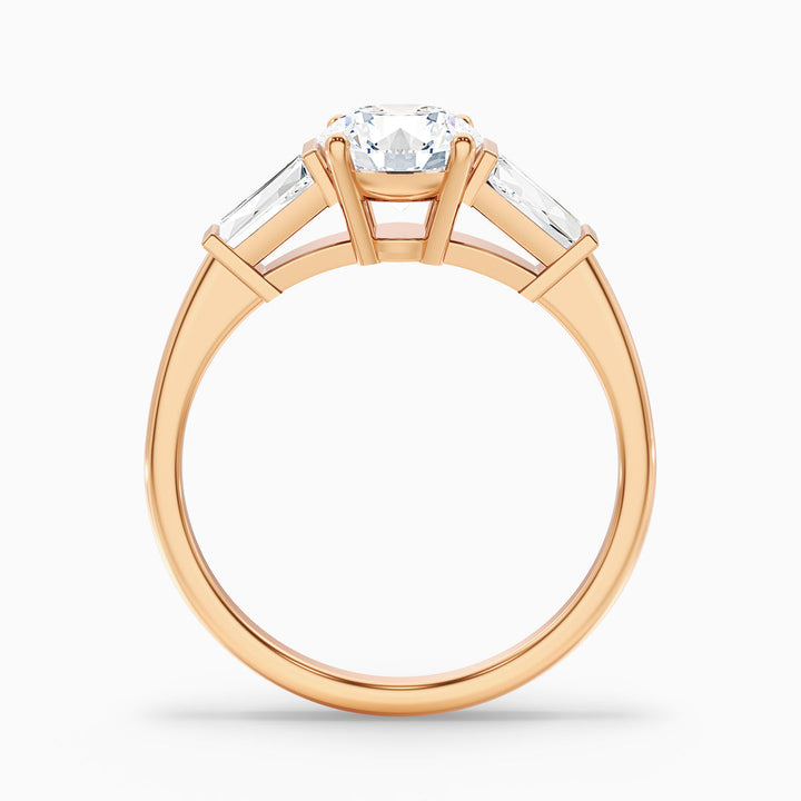 Aire Round 3 Stone Lab Grown Engagement Ring With Side Baguette Diamonds