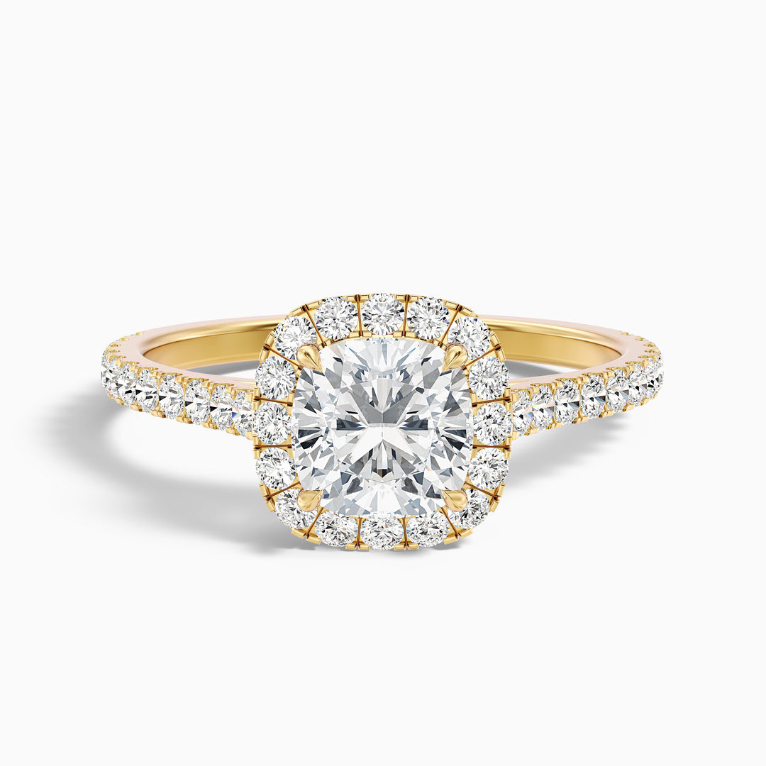 Dawn Cushion Cut Halo Pave Lab Grown Engagement Ring