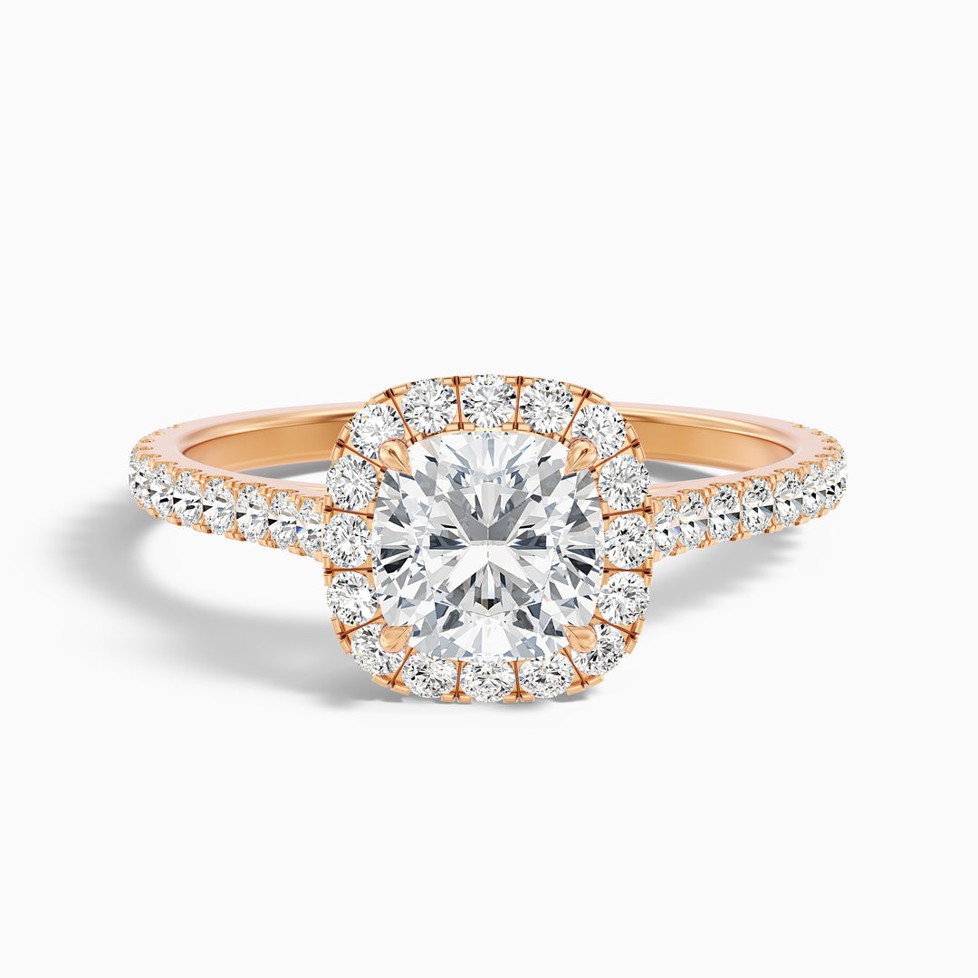 Dawn Cushion Cut Halo Pave Lab Grown Engagement Ring