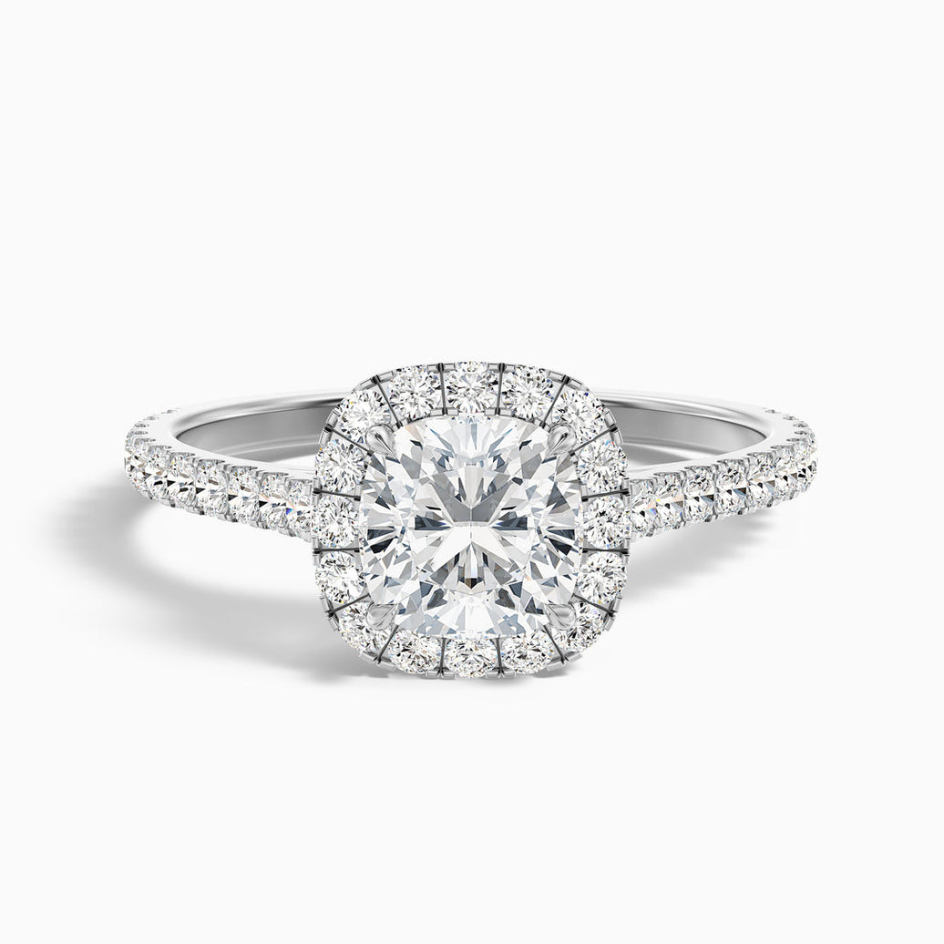 Dawn Cushion Cut Halo Pave Lab Grown Engagement Ring
