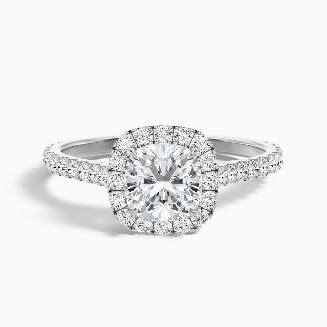 Dawn Cushion Cut Halo Pave Lab Grown Engagement Ring