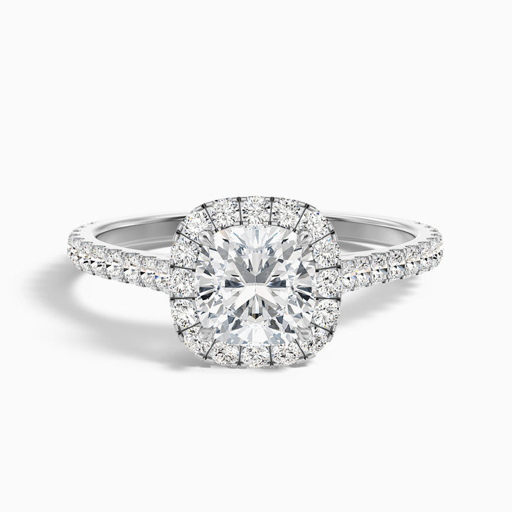 Dawn Cushion Cut Halo Pave Lab Grown Engagement Ring