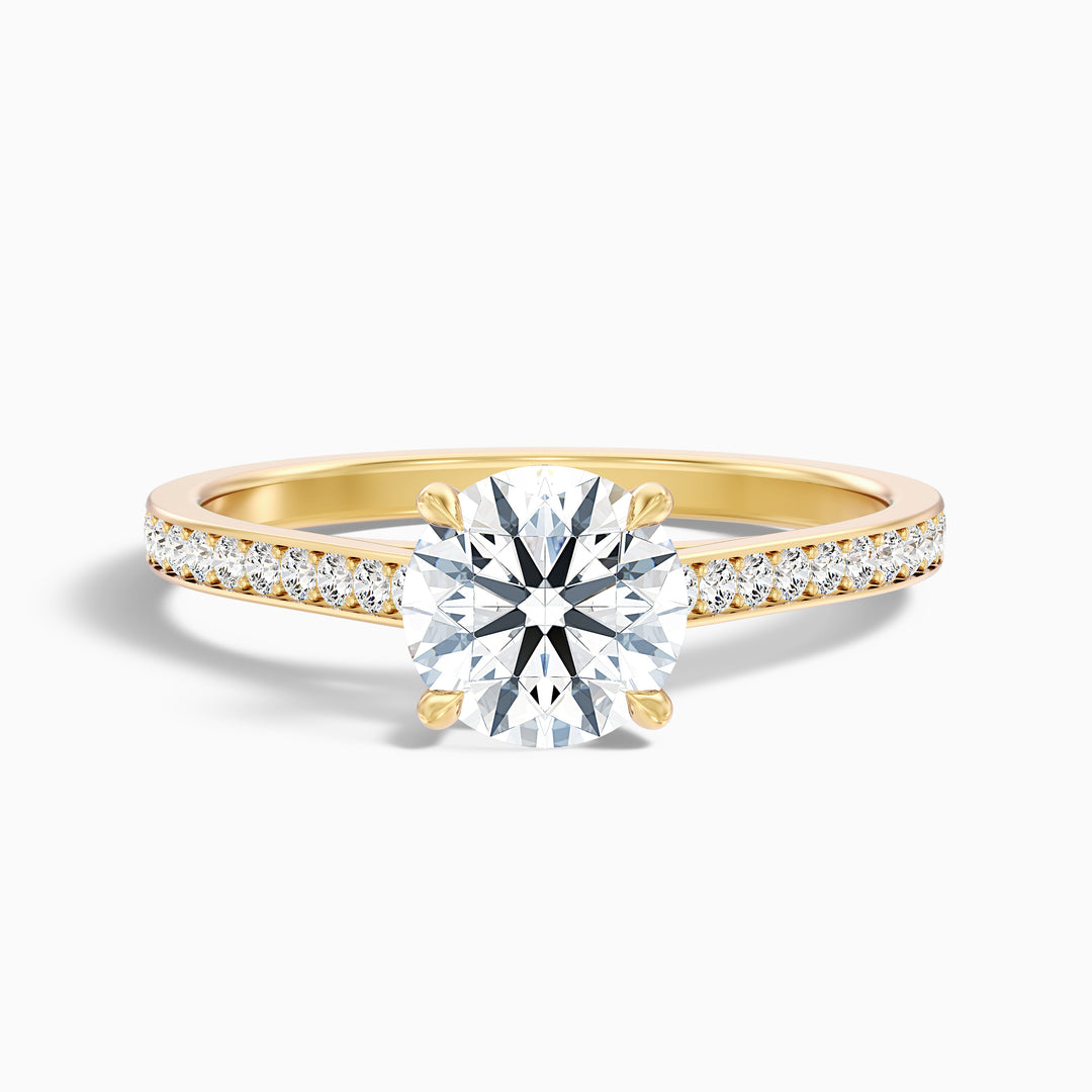 Dahlia Round Cut Side Stone Pave Lab Grown Engagement Ring