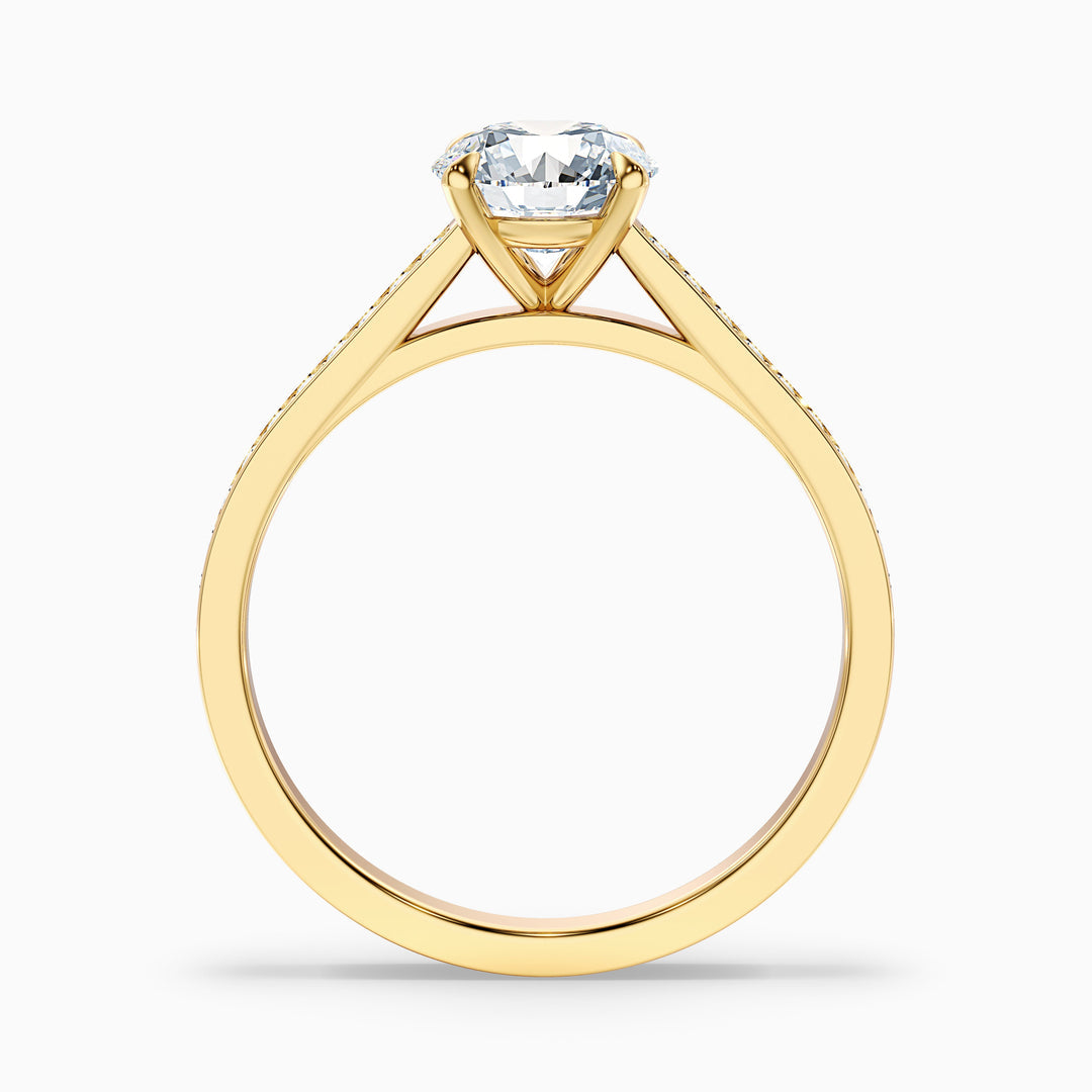 Dahlia Round Cut Side Stone Pave Lab Grown Engagement Ring